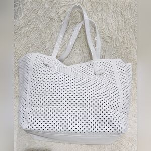Neiman Marcus Perforated Faux-Leather Tote Bag